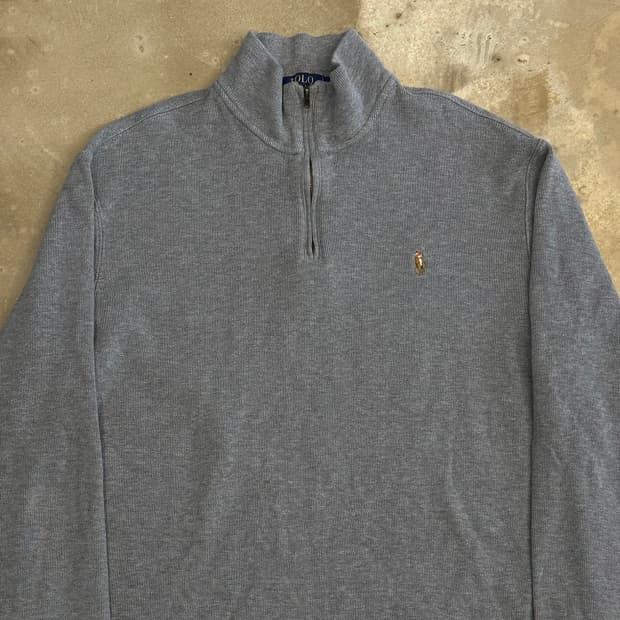 L 폴로랄프로렌 그레이 반집업 니트 