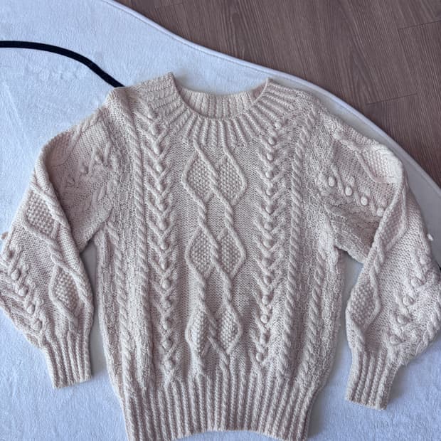 빈티지니트_흰순이 아란니트,폼폼이 울100