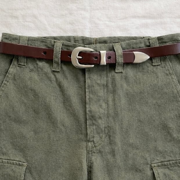 버건디 소가죽벨트