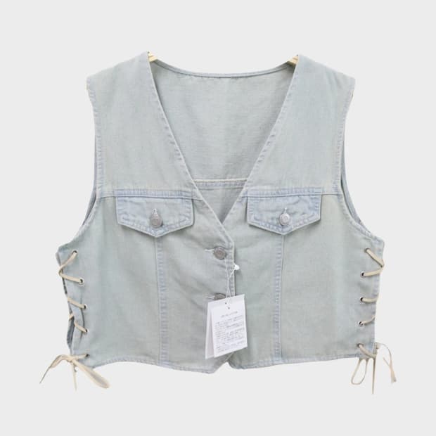 [미사용품]TYTY CLAPPY 데님 크롭 베스트 67203