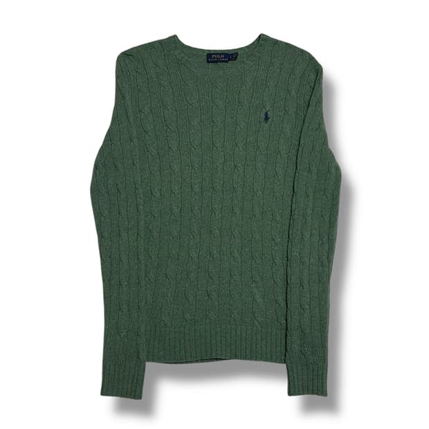 Polo Ralph Lauren 메리노울 캐시미어 혼방 그린 케이블 니트