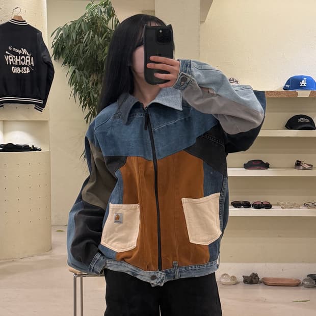 칼하트 리워크 패치워크 데님 자켓 U200