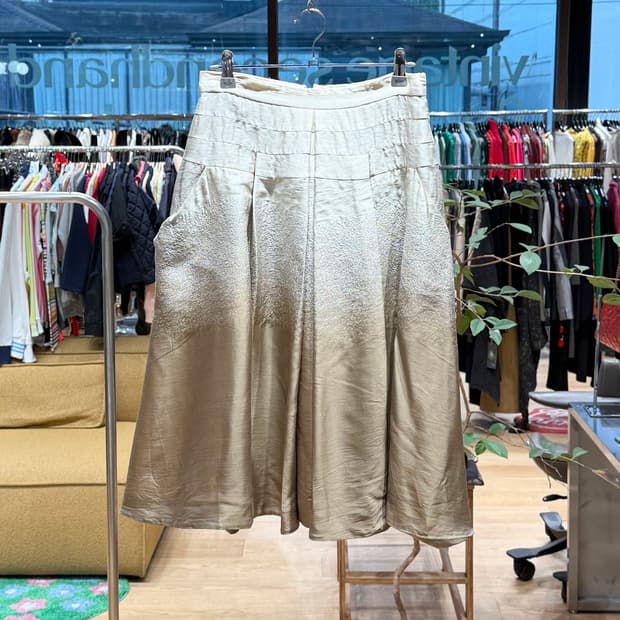 프라다 브라운 실크 그라데이션 스커트 