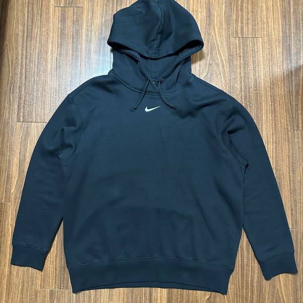 (M) 나이키 중앙 로고 미드 스우시 후드티 블랙