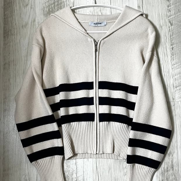 에잇세컨즈 크롭 니트 집업 가디건 M