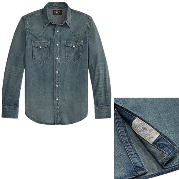 rrl 웨스턴 데님 셔츠