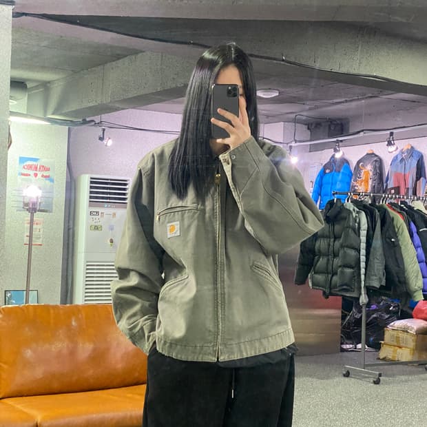 칼하트 디트로이트 모스그린 데님 자켓 B3895