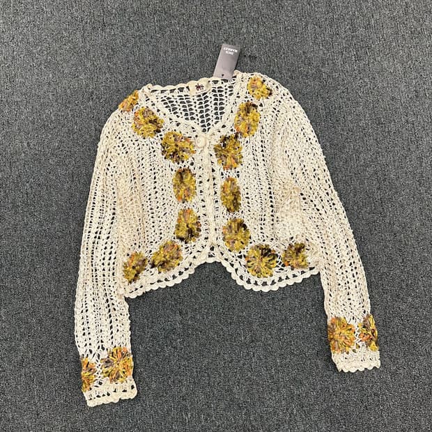 OS)Japanese vintage 여성 크로셰 가디건