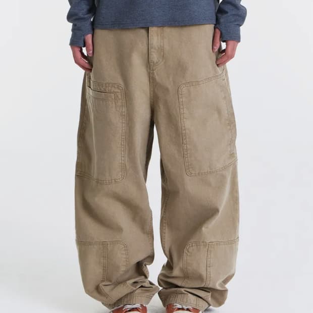 기철 Asym Vintage Cargo Pants (Washed Beig