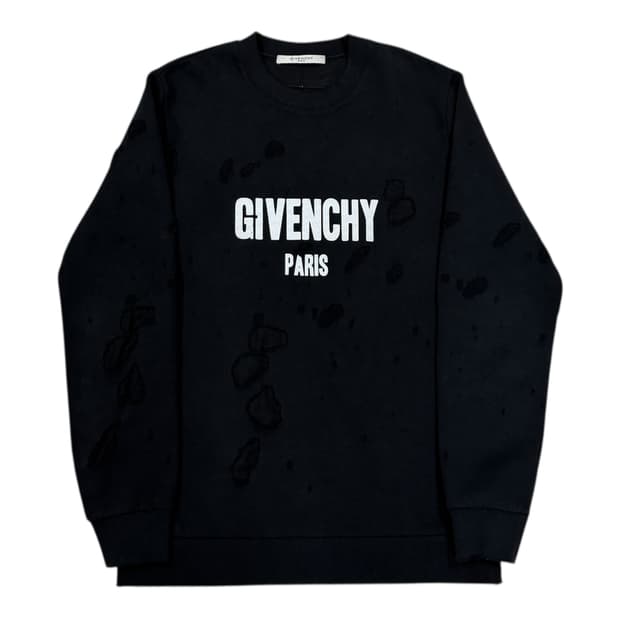 지방시 디스트레스드 로고 프린트 스웨트셔츠 맨투맨 블랙 S