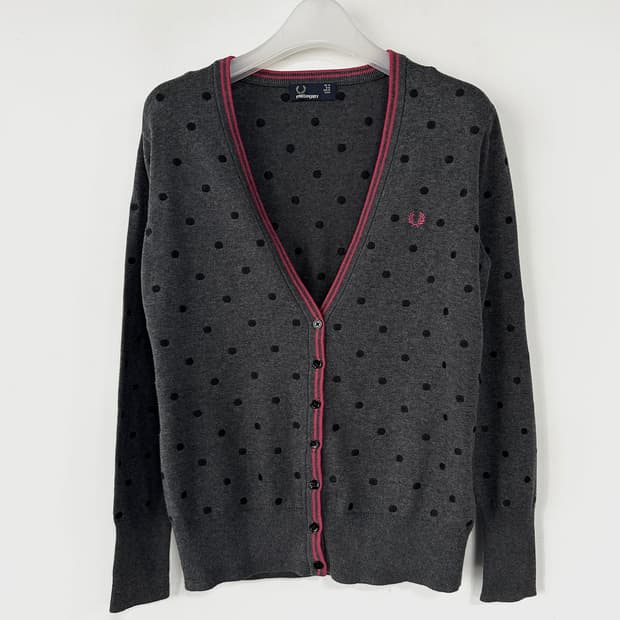 프레드페리 폴카 도트 니트 가디건
