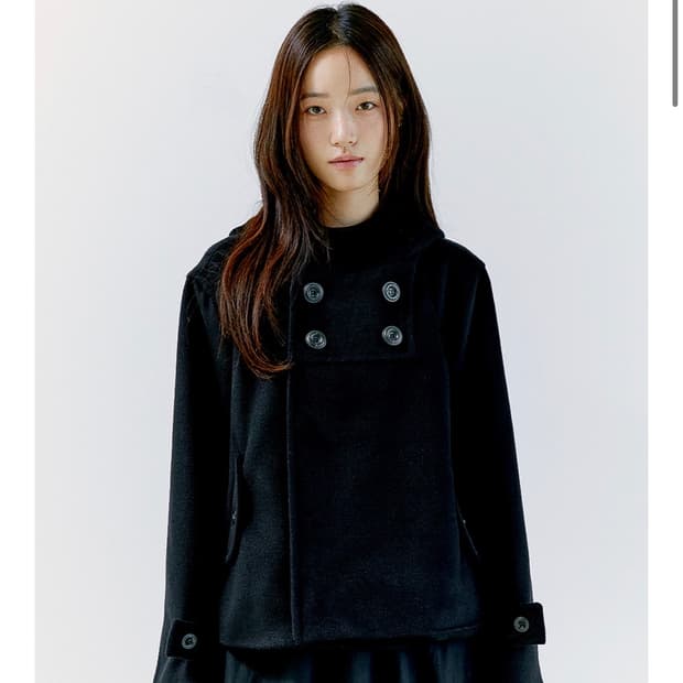 오피쉬 코트 QUAD BUTTON SHORT COAT, BLACK