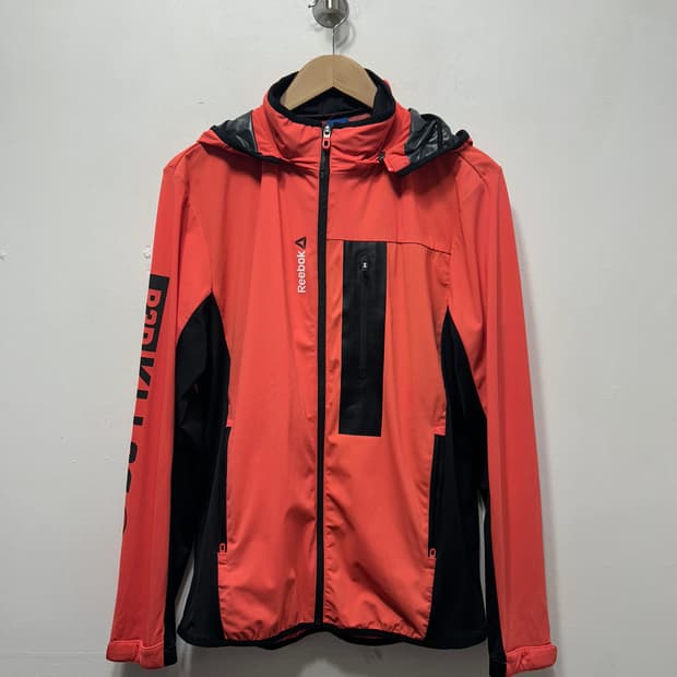 리복 후드 집업 오렌지 런닝 자켓 상의 바람막이 100
