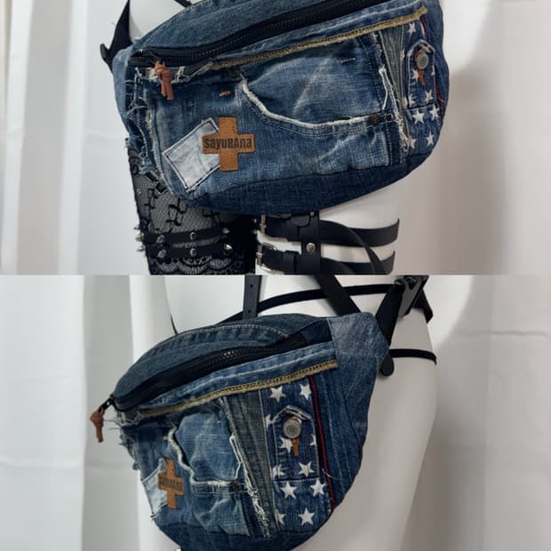 denim detail belt bag