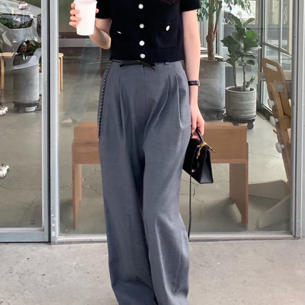 르플레인 프리미엄 그레이 슬랙스, S