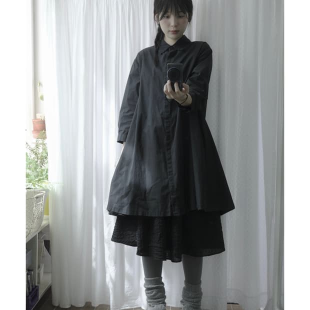 Cloak shirring A line dress