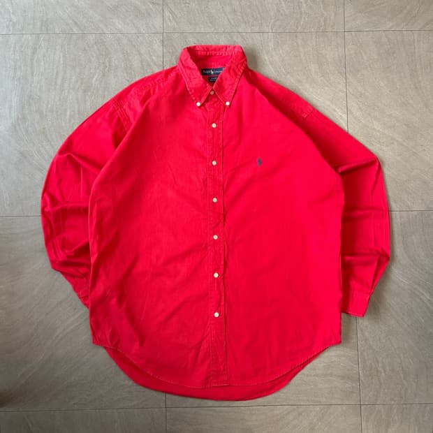 폴로 정품 레드 옥스포드 클래식 로고 긴팔 셔츠
