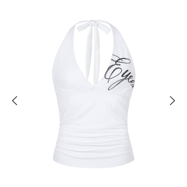 EYEER Script Logo Halter Neck Top- White
