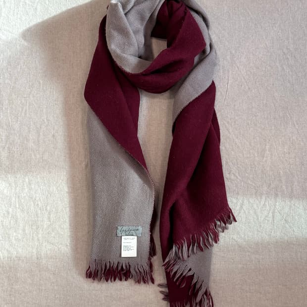 요지야마모토 뿌르옴므 바이컬러 울 머플러