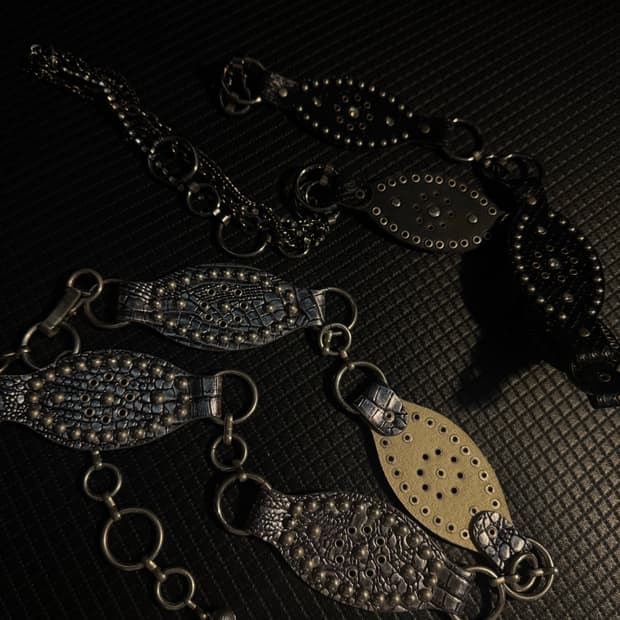 펑크 오리엔탈 빈티지 스터드 체인 벨트