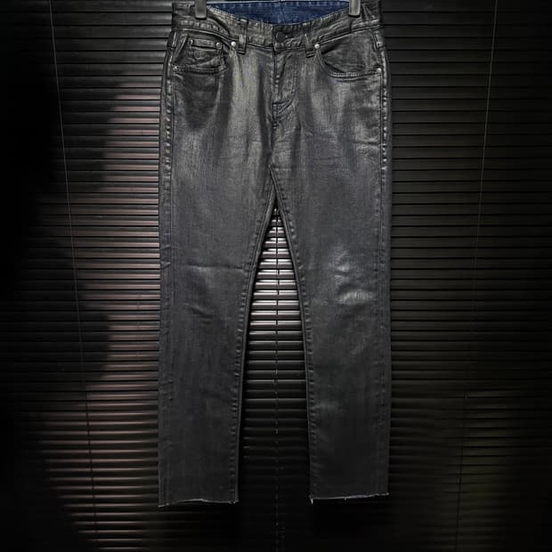 PLAC 플랙 진 블랙 데님 코팅진 검정 락시크 고스 펑크 락 갸루 29