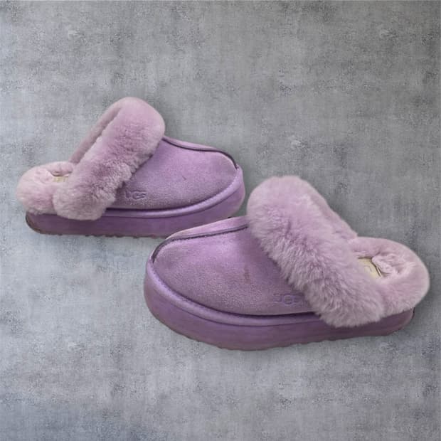 어그 Ugg 디스케트 라벤더 퍼플 퍼 굽 슬리퍼 EU37
