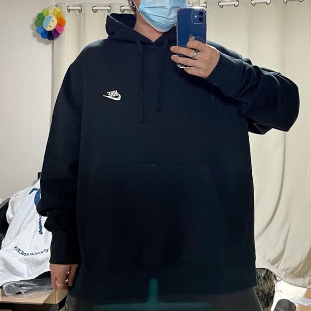 나이키 블랙 오버핏 후드티