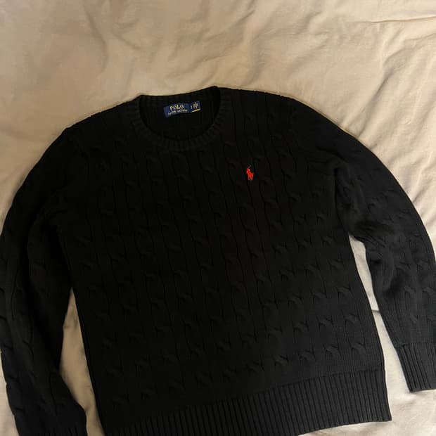 폴로 랄프로렌 케이블 괘배기 니트 블랙 S