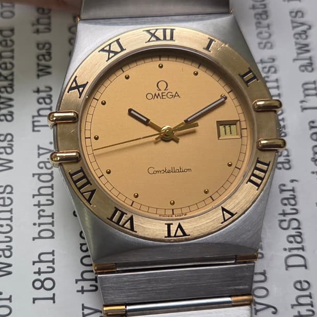 빈티지 오메가 컨스틸레이션 콤비 오리지널 샴골판 하프바 쿼츠  