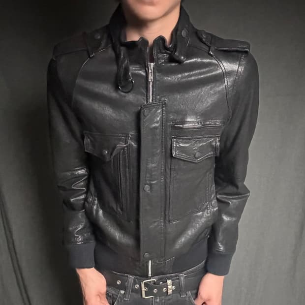 lamb skin pocket leather jacket