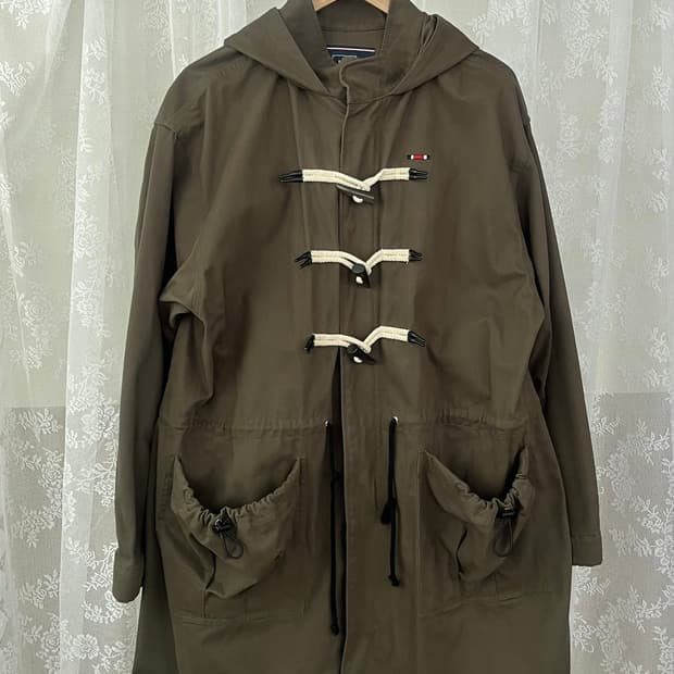 M) 로맨틱크라운 피쉬테일 더플코트 야상 카키