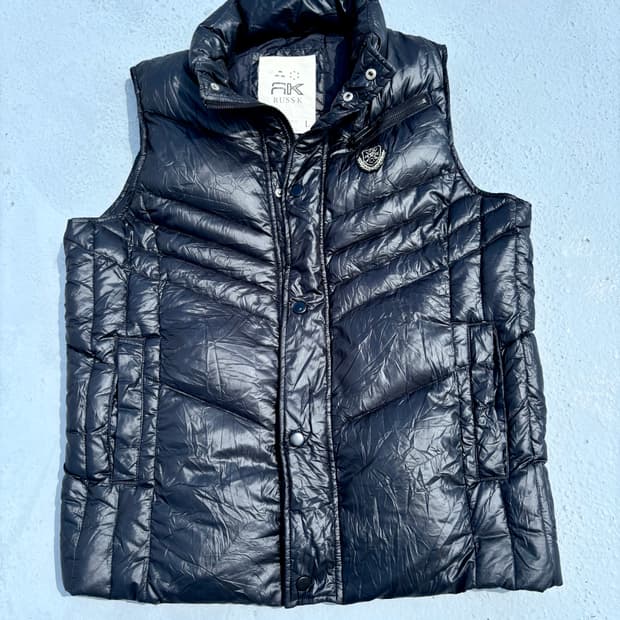 “Rusk K” Y2K Patch Zipper Vest Zip Up