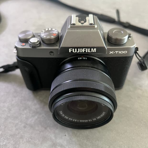 후지필름 X-T100, 15-45mm 렌즈, 가방, 풀박스
