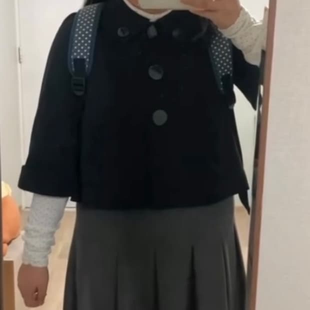 일본 빈티지 모리걸 모리 둥근카라 반코트 블랙