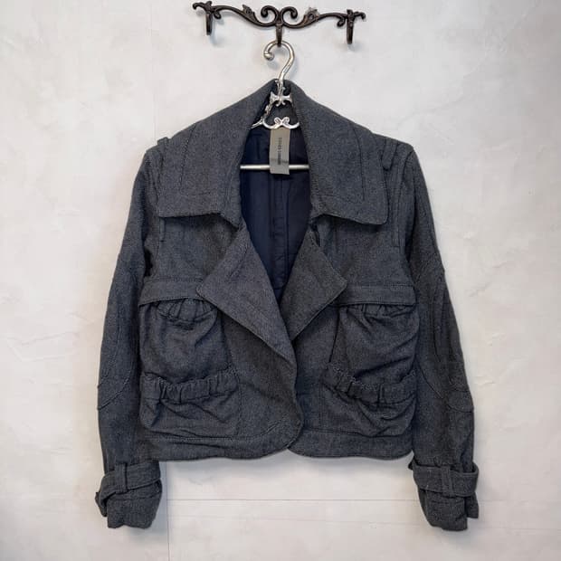 Codes Combine gray shirring wool jacket