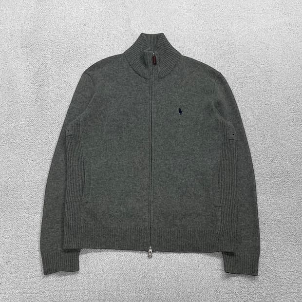 폴로 랄프로렌 포니 로고 램스울 니트 집업 그레이