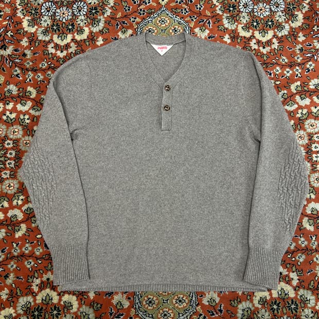 [2] 자고류 홀가먼트 울 니트 헨리넥 베이지