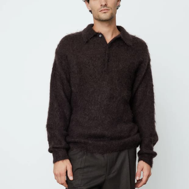 [4] 오라리 브러쉬드 슈퍼키드 모헤어 폴로 스웨터 브라운