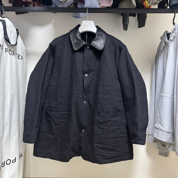 [1]25aw 코모리 레더 카라 데님 워크자켓