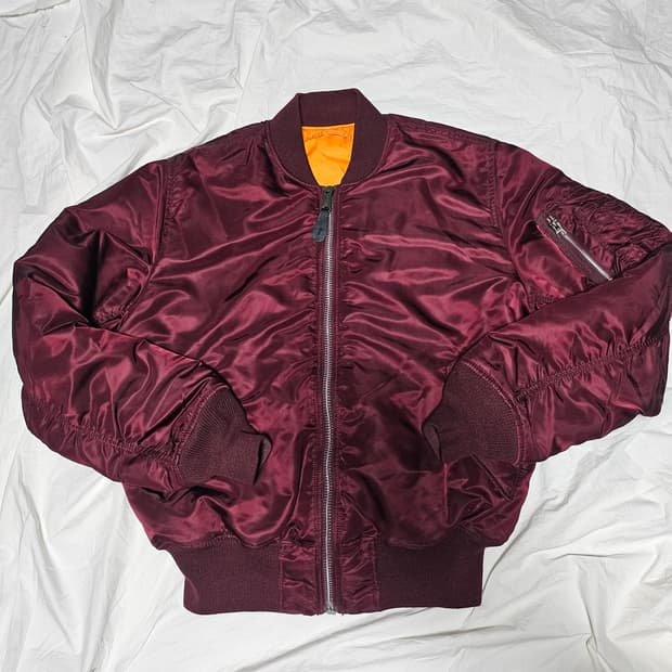 알파인더스트리 리버시블 MA-1 항공점퍼 봄버 자켓 다크체리 버건디 M