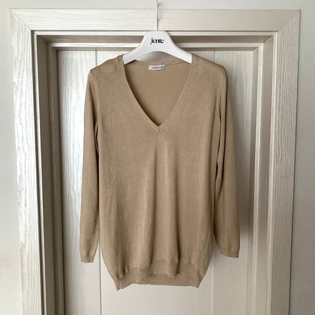 요지 야마모토 Y’s for living 브이넥 베이지 니트