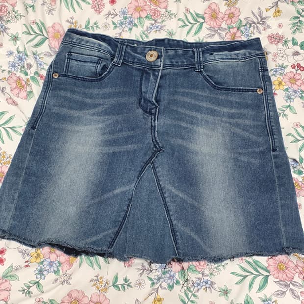 2000원)리틀브렌 빈티지 모리걸 청데님 데미지 y2k 갸루 미니스커트