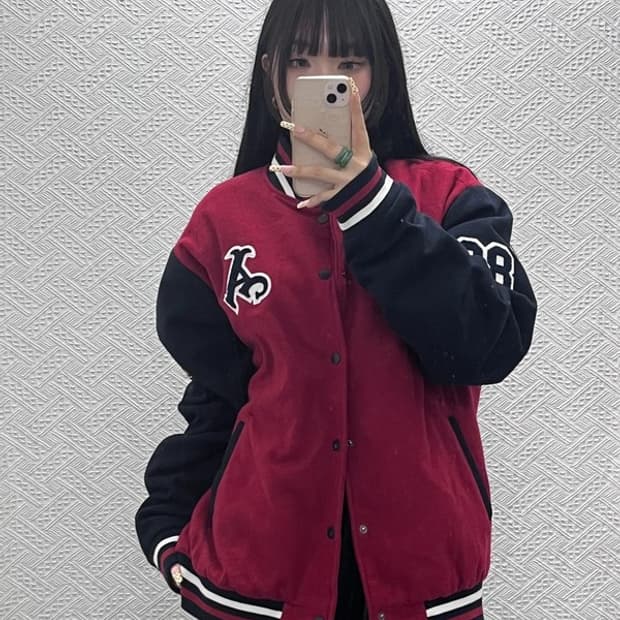 아스날 올드스쿨 레트로 축구 버건디와인 바시티자켓 XL C09785