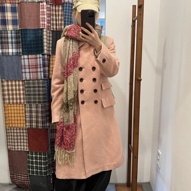 딸기우유 퍼 롱 코트