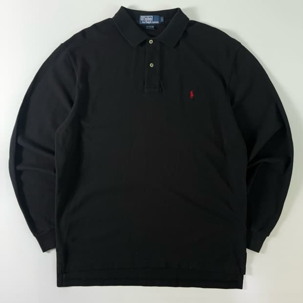 Polo  폴로 랄프로렌 자수 코튼 블랙 카라 티셔츠 