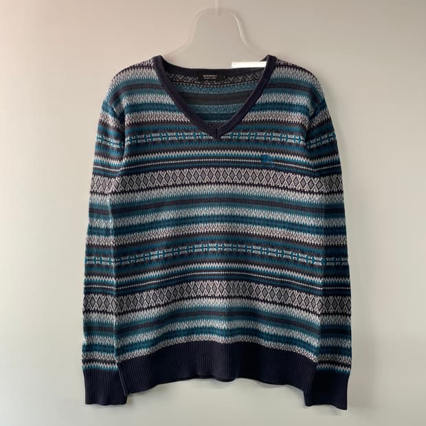 버버리 페어아일 브이넥 니트