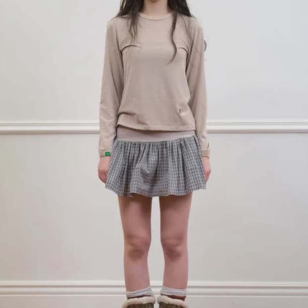 노컨텐츠 284. 믹스 체크 미니 스커트