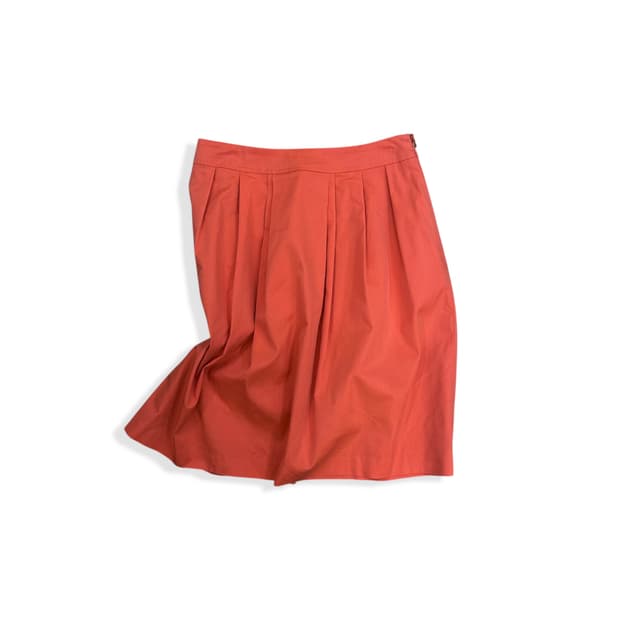 Orange Red Pintuck Midi Skirt