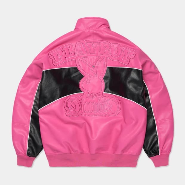 새상품)플레이보이 디미토 콜라보 레더 자켓 핑크 보드복 L