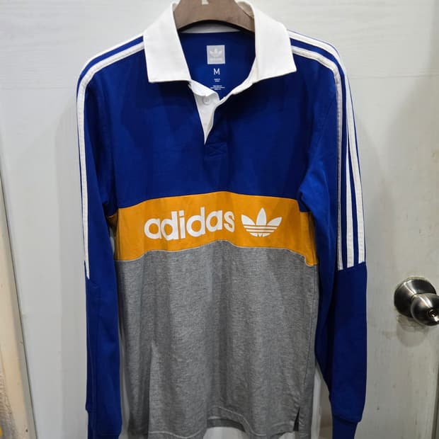 M,95 )) adidas 아디다스 올드스쿨 럭비 카라 긴팔티셔츠!
